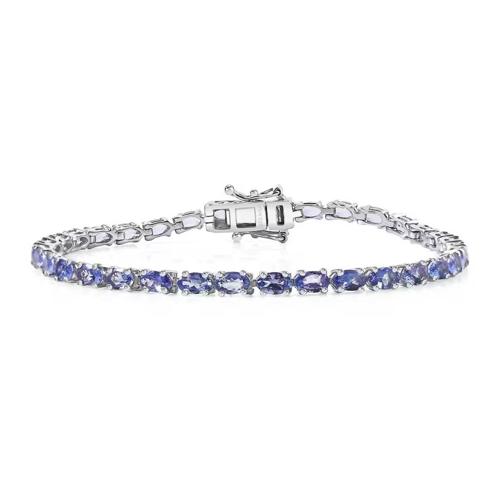 Tanzanite 6.15 ctw Tennis Bracelet, Rhodium Over Sterling Silver (7.25 In)